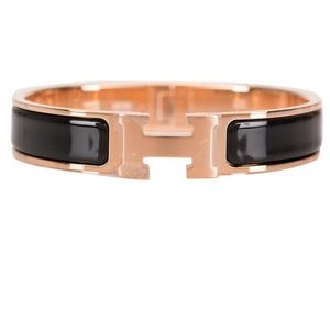 Hermès Black Clic Clac H Narrow Enamel Bracelet PM